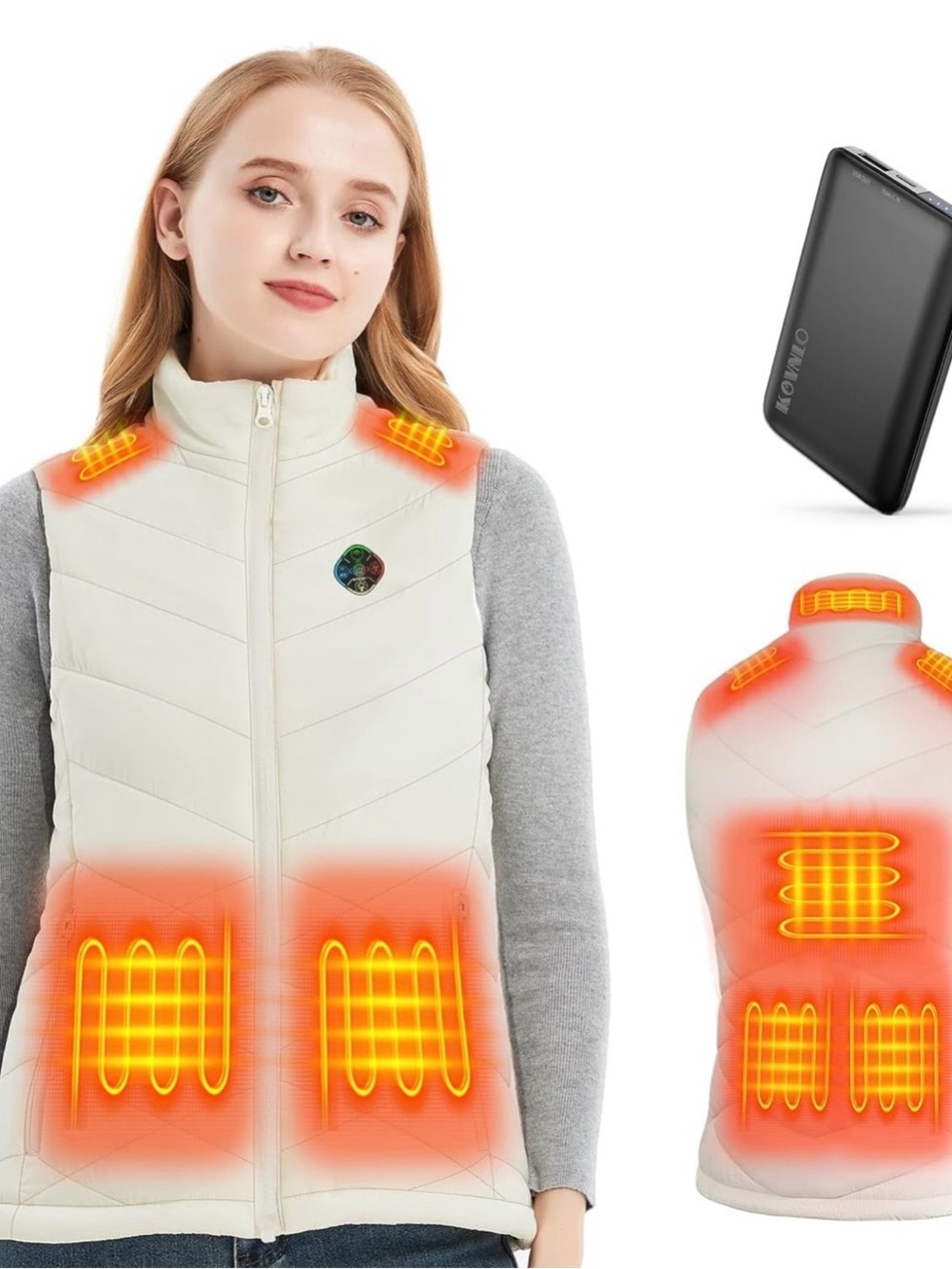 Heated Vest with Battery Pack - White